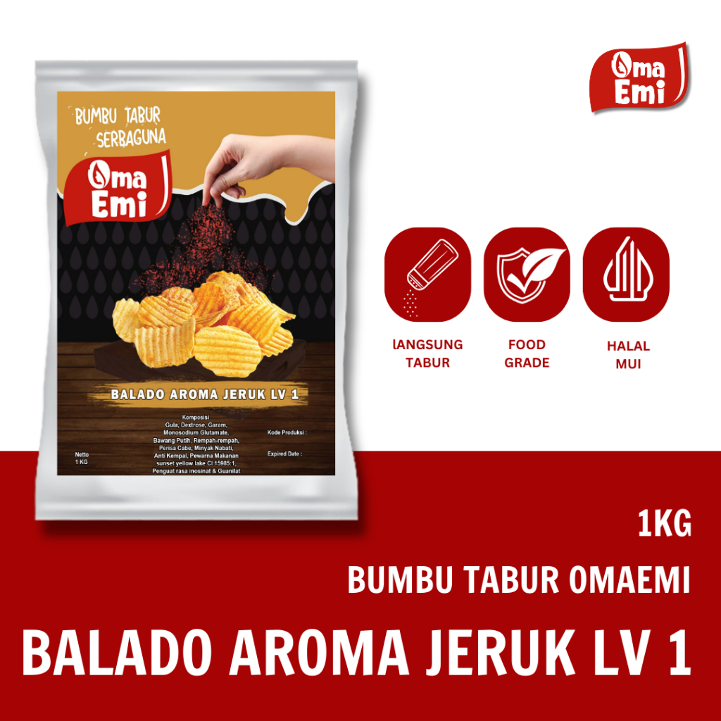 

BUMBU TABUR BALADO AROMA JERUK LV 1 KEMASAN 1 KG FOOD GRADE