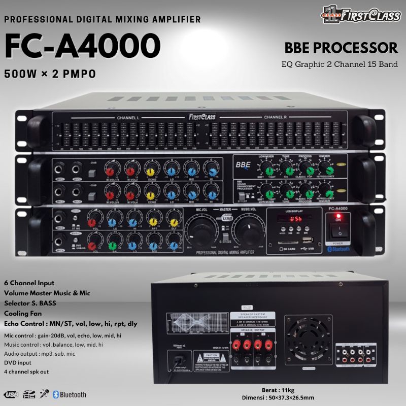 Best Seller Professional Digital Amplifier FCA 4000 with BBE Processor | Ampli FC A4000