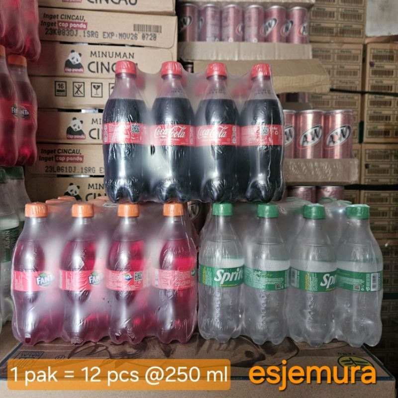 

Coca Cola Fanta Sprite botol 250 ml per pak