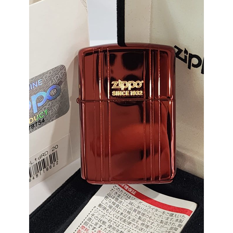 Original Zippo Armor Red Glossy Lines Design Limited Edition 3 sisi
