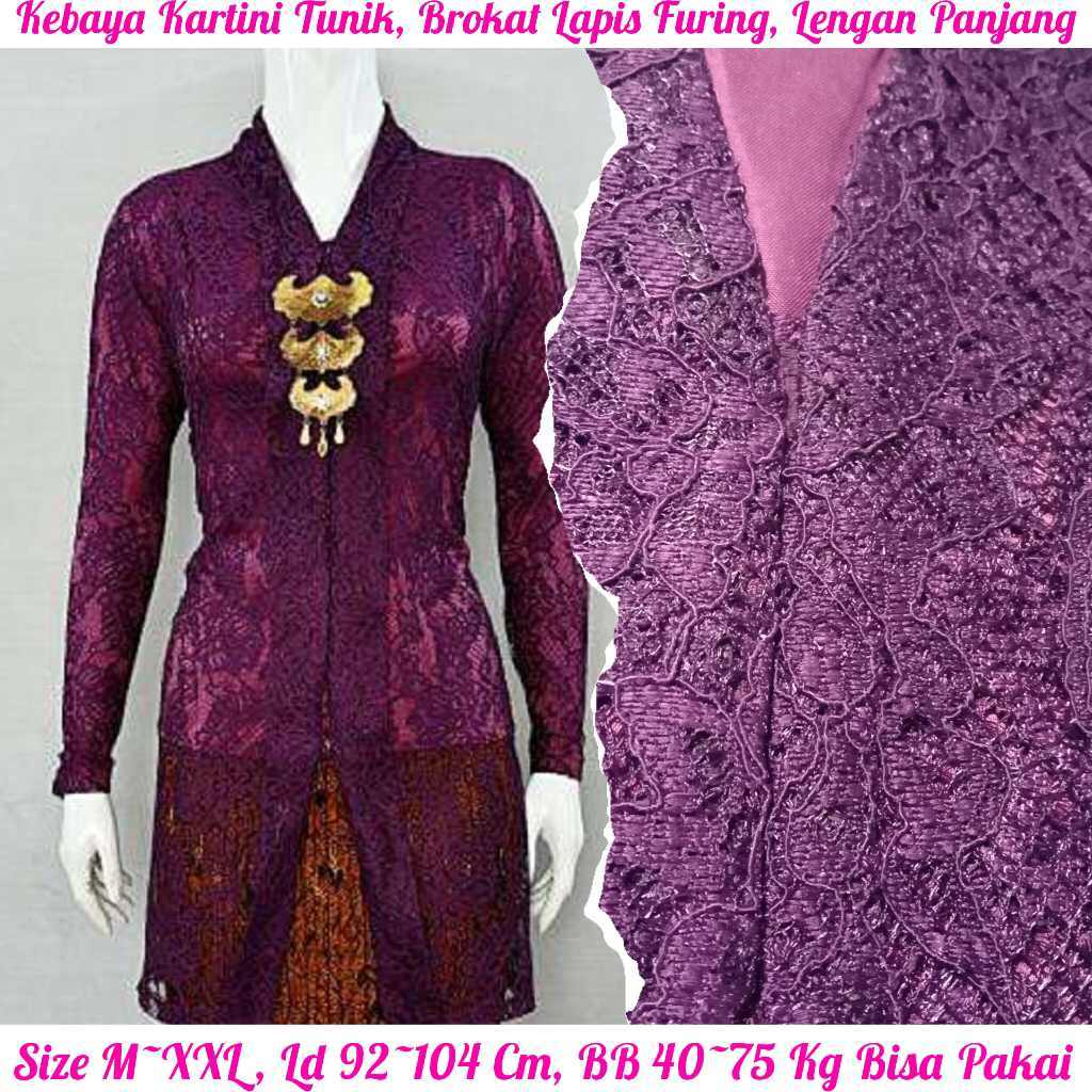 KEBAYA MODERN ATASAN KEBAYA KARTINI TUNIK BROKAT SEMI PRANCIS LAPIS FULL FURING KATUN, KRAH V, KANCI