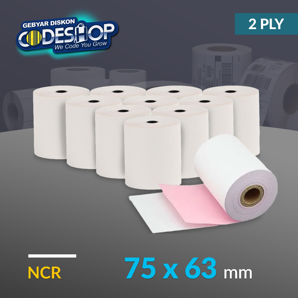 

Codeshop Kertas 2 Ply 75 x 63 mm Struk Kasir NCR Printer Dot Matrix 76mm Epson TM-U220 (10 Roll)