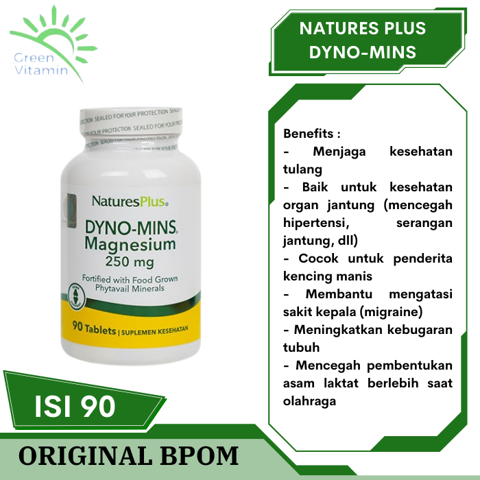 Nature's Plus Dyno Mins Magnesium 250mg 90 Tablet Natures Dynomins
