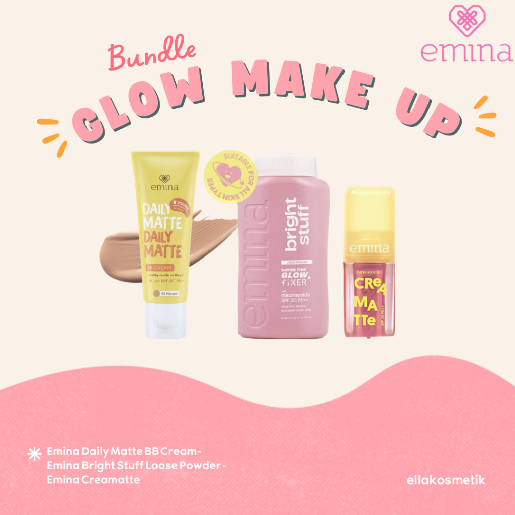 Emina Paket Make Up Glowing HEMAT  3 IN 1