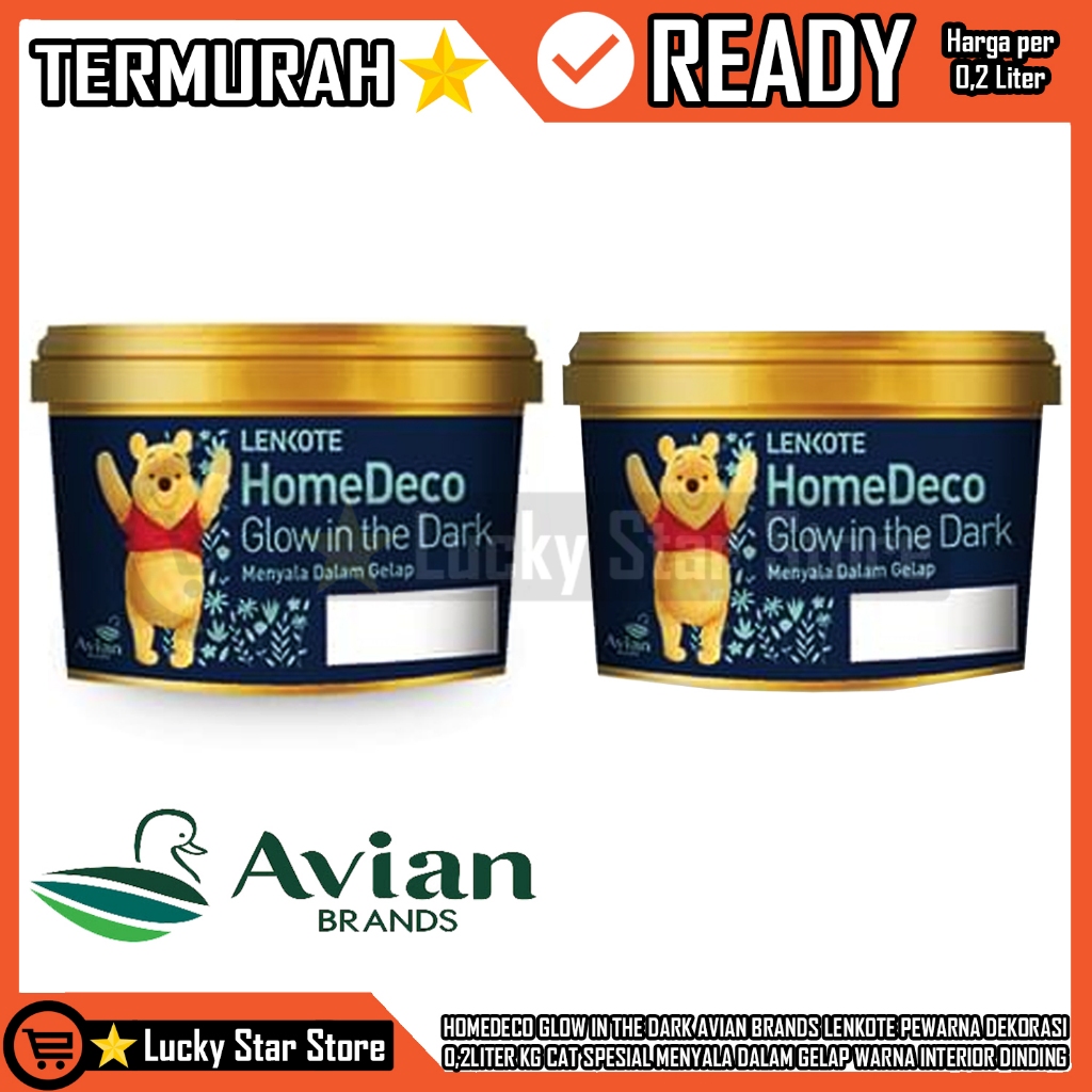 HOMEDECO GLOW IN THE DARK AVIAN BRANDS LENKOTE PEWARNA DEKORASI CET 0,2LITER KG CAT SPESIAL MENYALA 