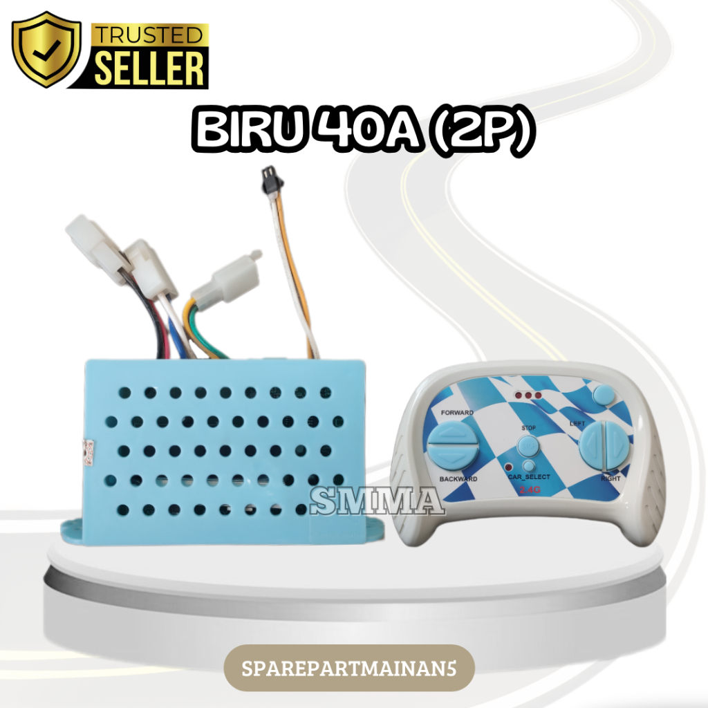 SMA5 ||  Remote Control + Receiver Mobil Mainan Aki 2,4Ghz BIRU 12v pliko, BMW