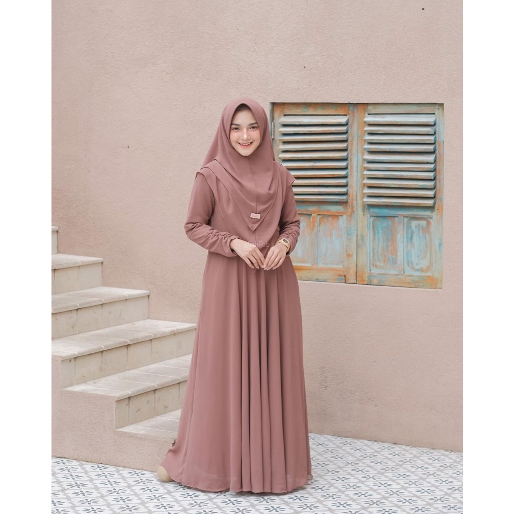 Mayra Syari Set Jilbab Gamis Set Murah Busui Size M L XL XXL 3XL 4XL LD 125cm Gamis Polos Free Hijab