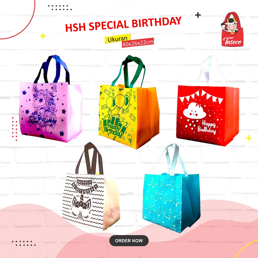 

TASECO Tas Ulang Tahun Tas Bingkisan Ultah Tas Birthday Tas Anak Tas Spunbond 40X26X22 Box Birthday