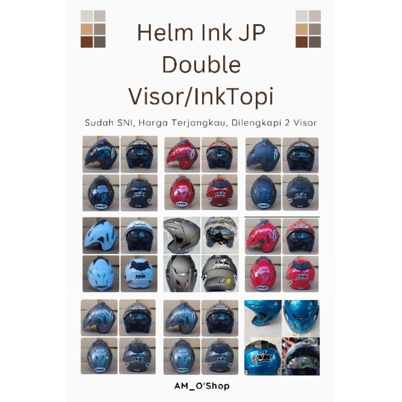 Helm INK JP Double Visor Full Leher Sudah Berlabel SNI/Helm Topi/Helm 2 Visor