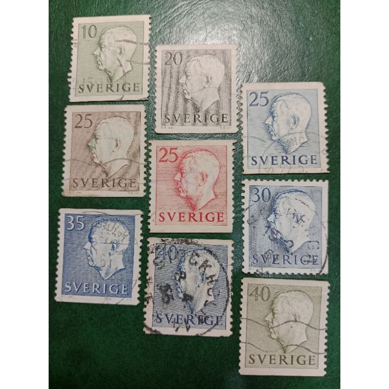 

Prangko swedia 9 pcs tahun 1951-1954