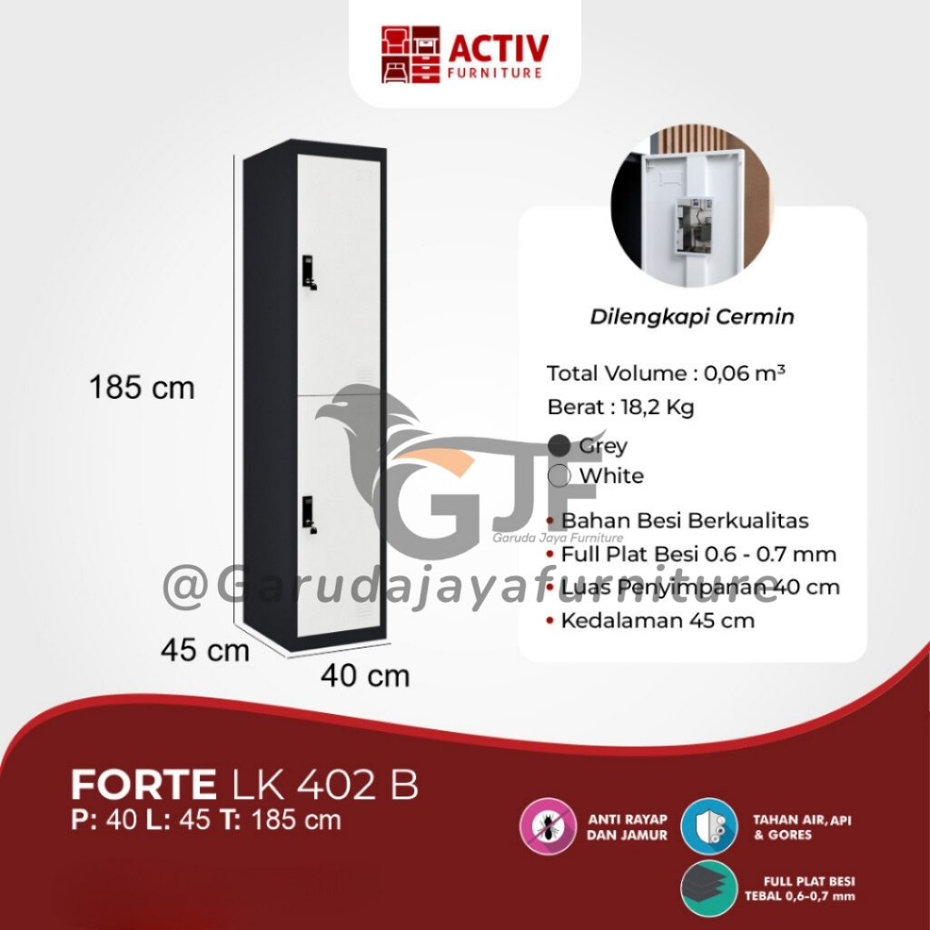 [ PLAT BESI ] LOKER PENYIMPANAN ADA GANTUNGAN / LEMARI LOKER / LOKER BESI 2 PINTU DENGAN GANTUNGAN D