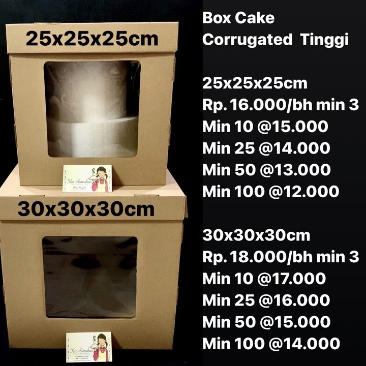 

Promo Harian Box Cake Corrugated Tinggi 3x3x3cm Min 3 bh