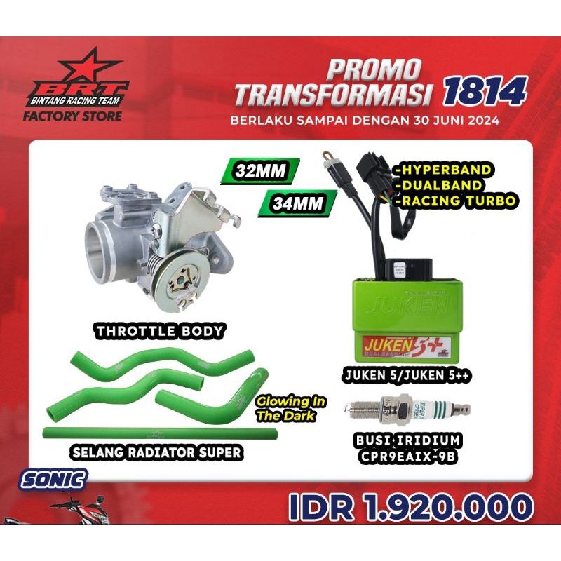 Paket ECU BRT + Throttle Body + Selang Radiator + Busi Sonic 150 - Supra GTR