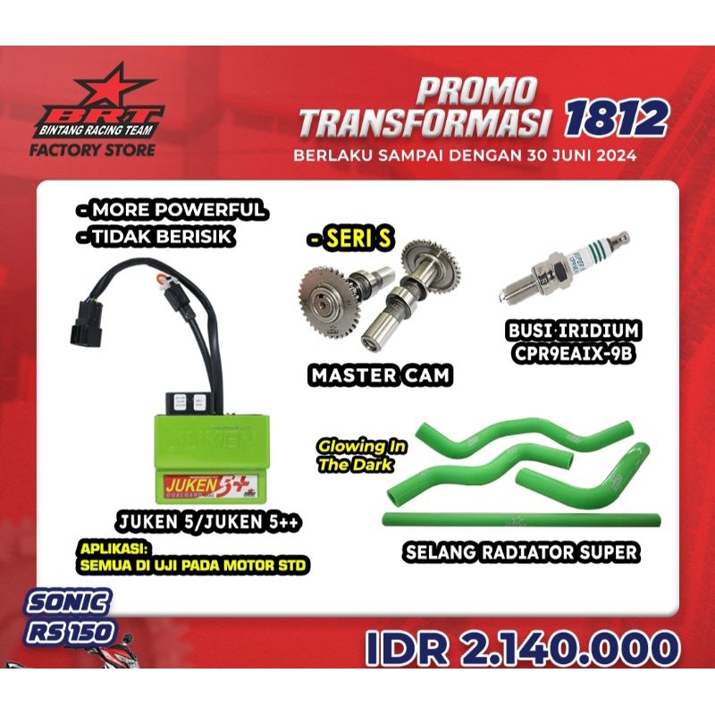 Paket ECU + Master Cam tipe S + Busi + Selang Radiator BRT Sonic 150 - Supra GTR