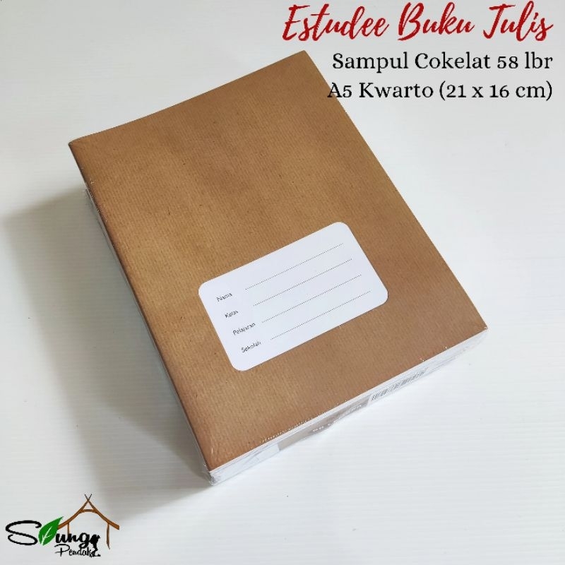 

(isi 10) Buku Tulis / Buku Sekolah Estudee Sampul Cokelat A5 Kwarto 58 Lembar Best Seller