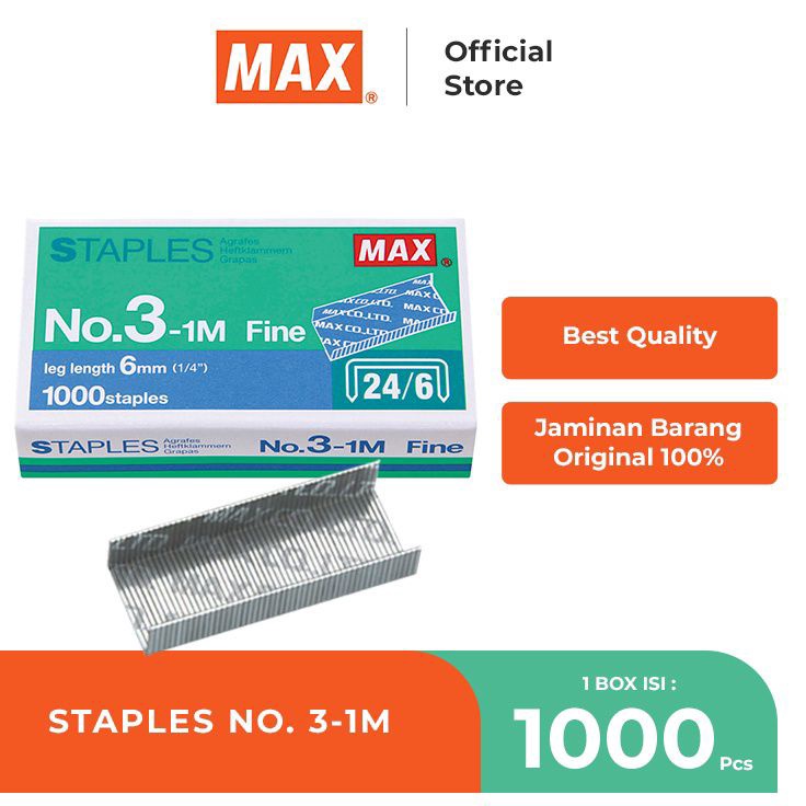 

Isi staples Max Besar No3 1pak2kotak