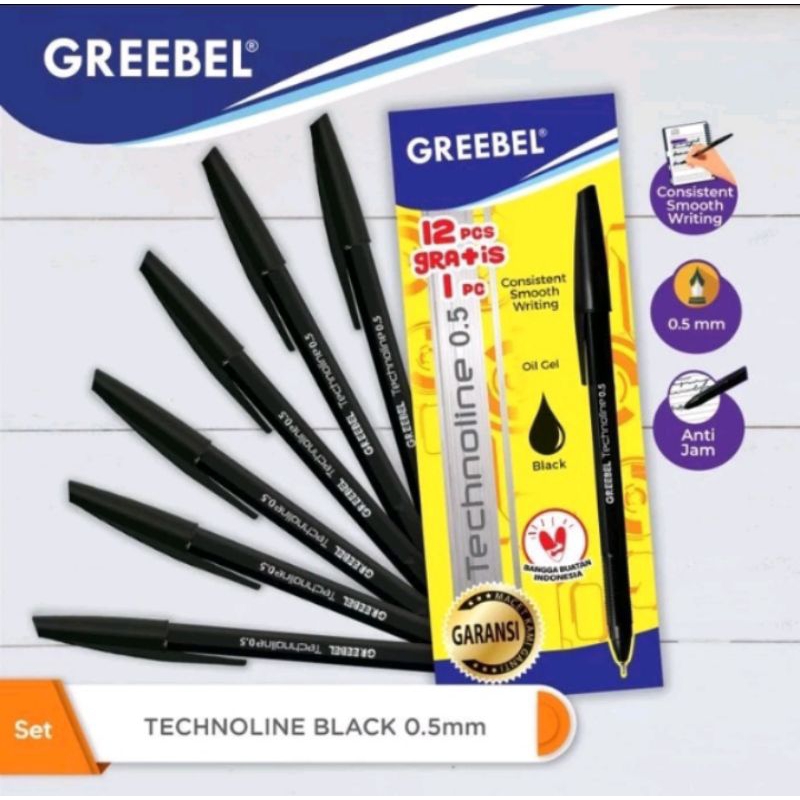 

PULPEN GREEBEL TECHNOLINE 0,5mm ( 1 pack isi 12 pcs + bonus 1 pcs )