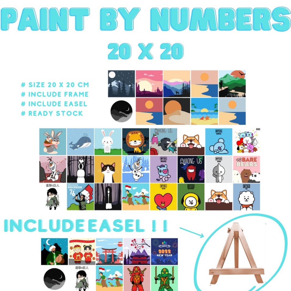 

Terdepan TERMASUK EASEL DIY Paint by Number Kit by Cocoart Canvas Lukis Set Easel Lukisan