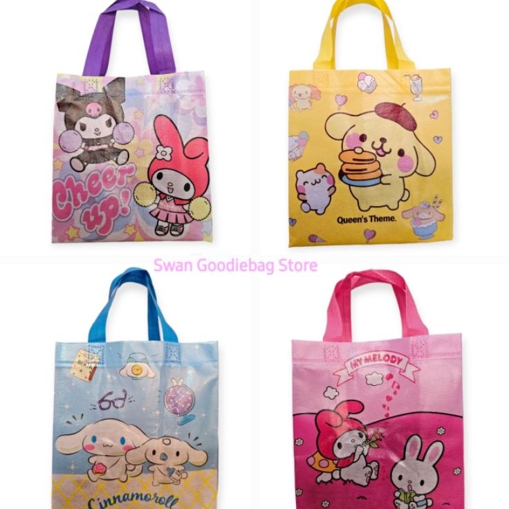 

LUSINAN 12pcs Goodie Bag Box Karakter 22x23x11 tas spunbondtas hampers ultah tas kartun