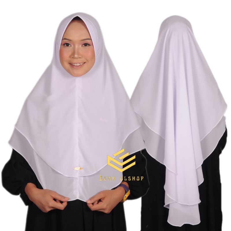 RB Jemma Khimar Syar'i Ceruty Babydoll/Jilbab Syar'i Warna Putih/Hijab Putih/Bergo Instan Putih