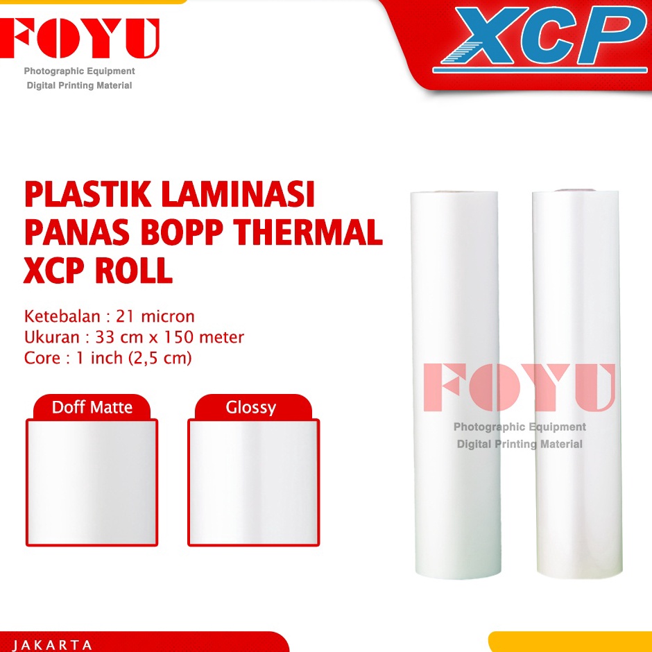 

Produk Plastik Laminasi Panas BOPP Thermal XCP Roll 21 mic 33CM x 15M