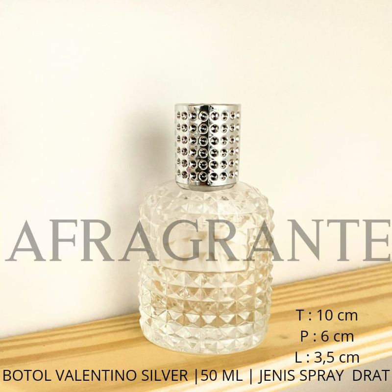 botol parfum valentno 50 ml drat silver- botol parfum exclusive 50 ml - botol parfum durian 50 ml- b