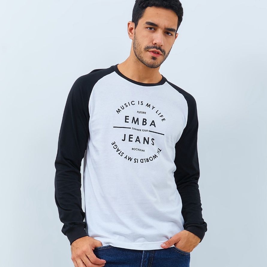 Terlaku EMBA JEANS  Kaos Raglan Lengan Panjang Regular Fit Bahan Single Jersey  Killian Danny Gariba
