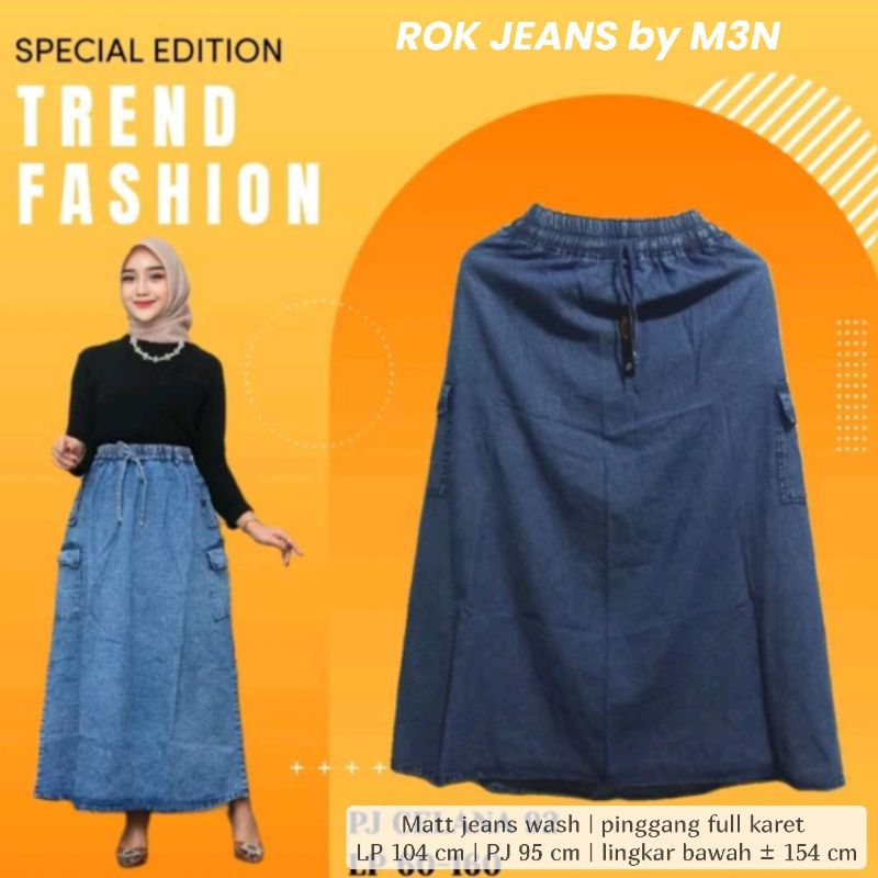 Rok jeans Cargo | Rok jeans kancing
