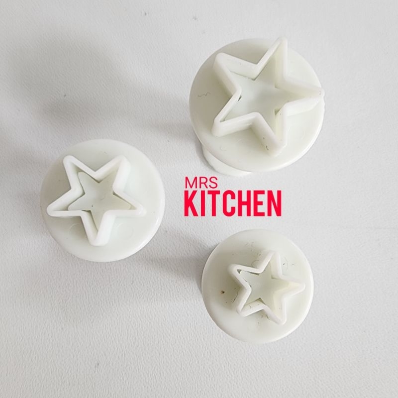 CETAKAN KUE KUKIS FONDANT STAR PLUNGERS SET OF 3 CLAY CUTTER MOLD 18MM, 15MM DAN 9MM