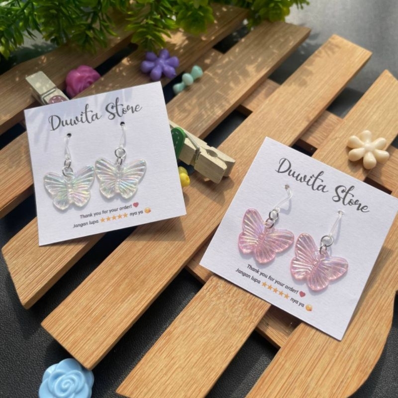 HANDMADE ANTING ANAK DEWASA KAITAN PLASTIK MOTIF BUTTERFLY