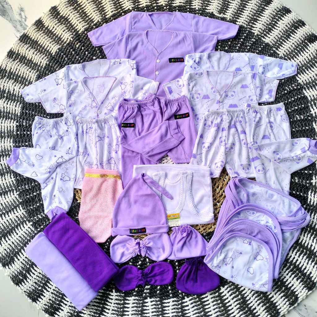 Kia Baby - 26 Pcs Set Baju Bayi Baru Lahir Newborn Lengkap 0-3 Bulan Serian Lilac
