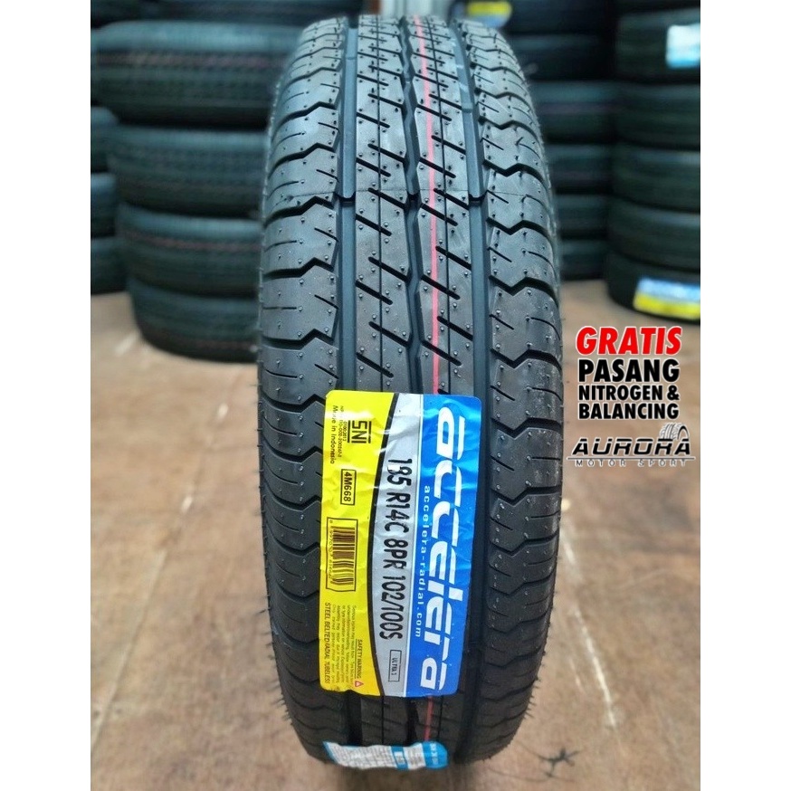 Ban ring 14 mobil L300 merek Accelera Ultra3 195 C 8 PR R14 tubles free pasang, balancing dan nitrog