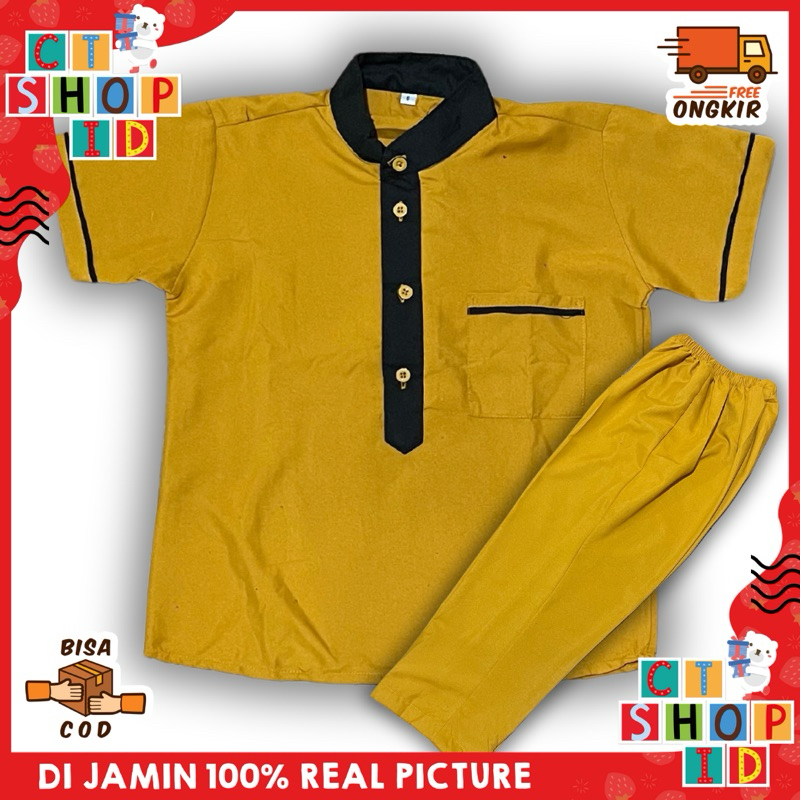 BAJU KOKO PENDEK ANAK LAKI-LAKI WARNA MUSTARD BASIC