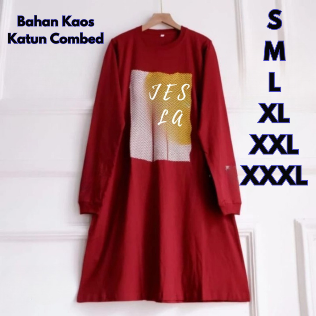 Tunik Wanita Jumbo PepitaTunik BO Kaos Katun Combed S M L XL XXL XXXL Baju Atasan Kaos Oversize Leng