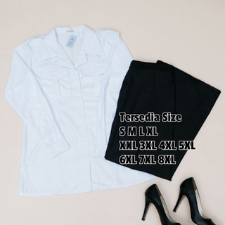 [CASAMODA] BAJU PUTIH WANITA ROK HITAM SERAGAM PUTIH WANITA KEMEJA PUTIH JUMBO ROK A ROK SPAN