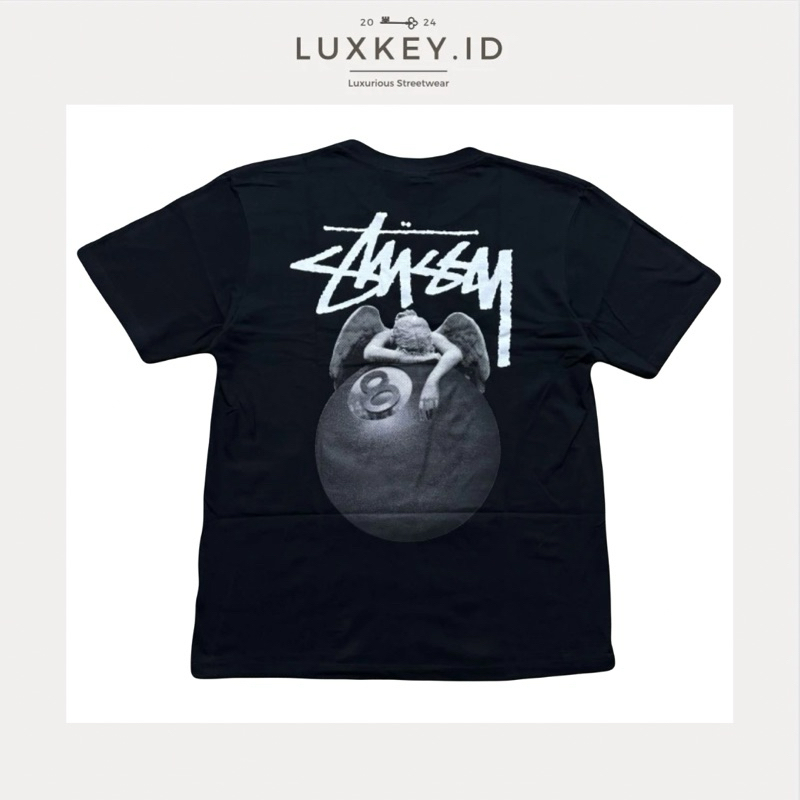 STUSSY Angels Tee Black Original / Kaos Pria Wanita Unisex Hype