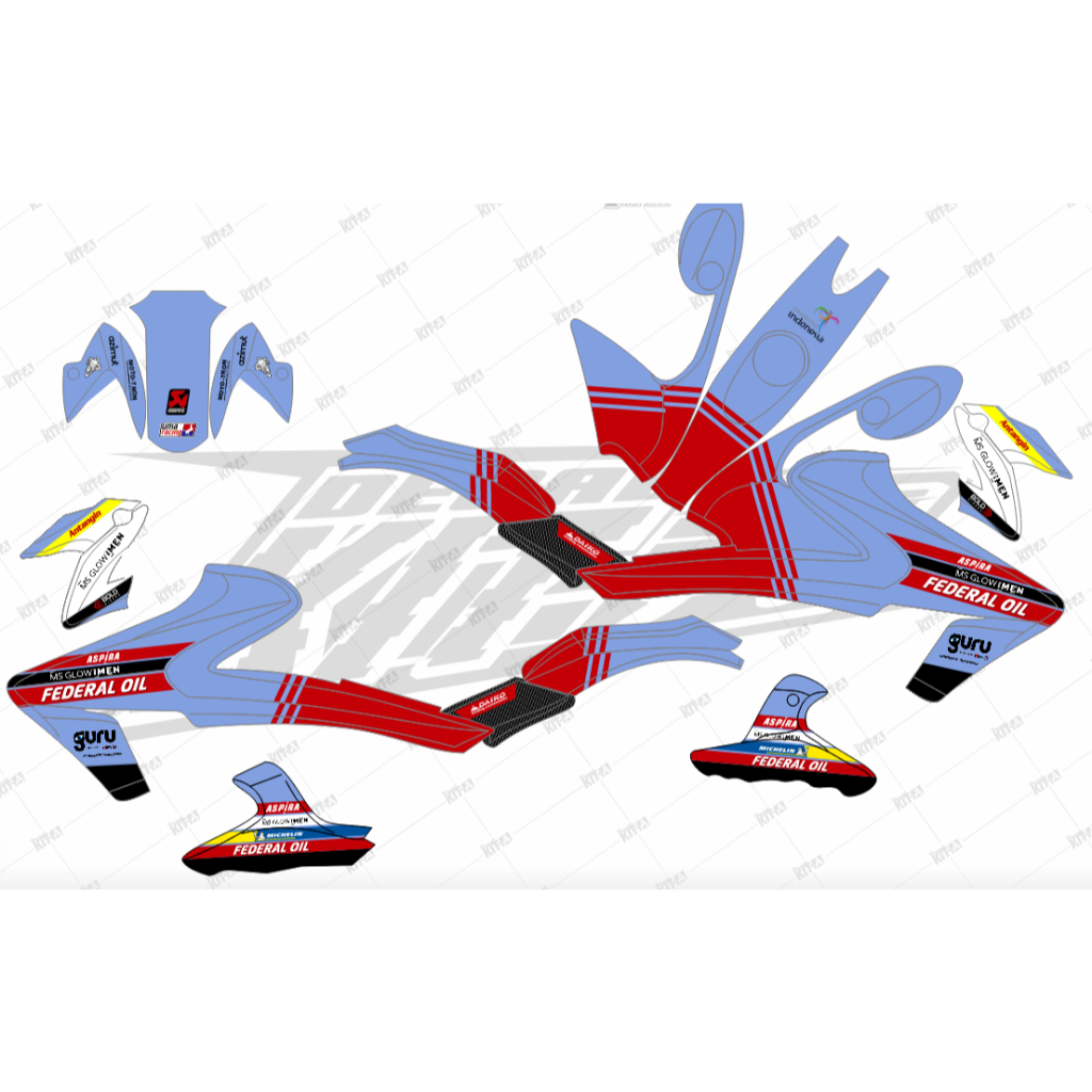 Decal Stiker All New Vixion setiker dekal custom motif kombinasi merah biru