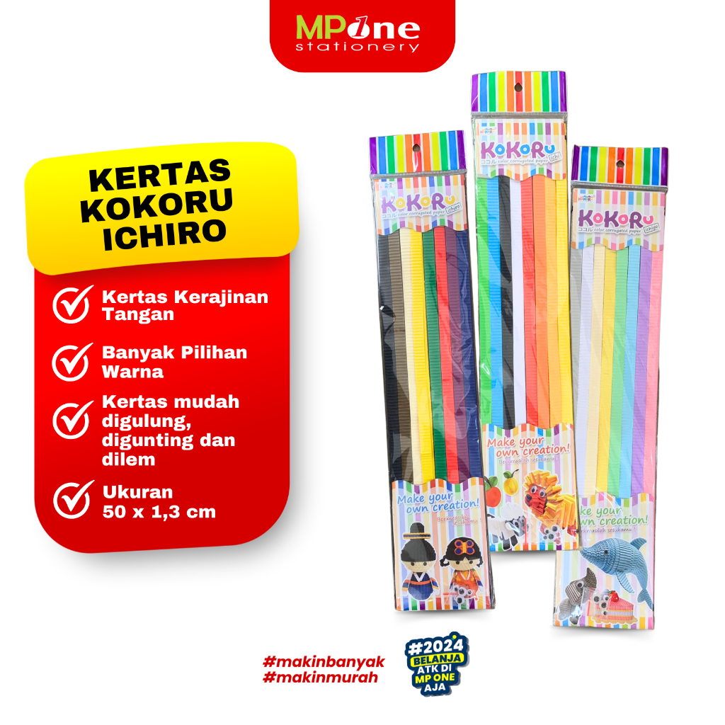 

Kokoru Kertas Bergelombang untuk Kerajinan Tangan Lucu / Kertas Kokoru Ichi/Ichigo/Ichiro banyak Warna 1 Pack Isi 56 Lembar