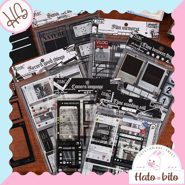 

1 set 6 lembar time treasure sticker deco stiker aesthetic transparan record time diy jurnal HB1727