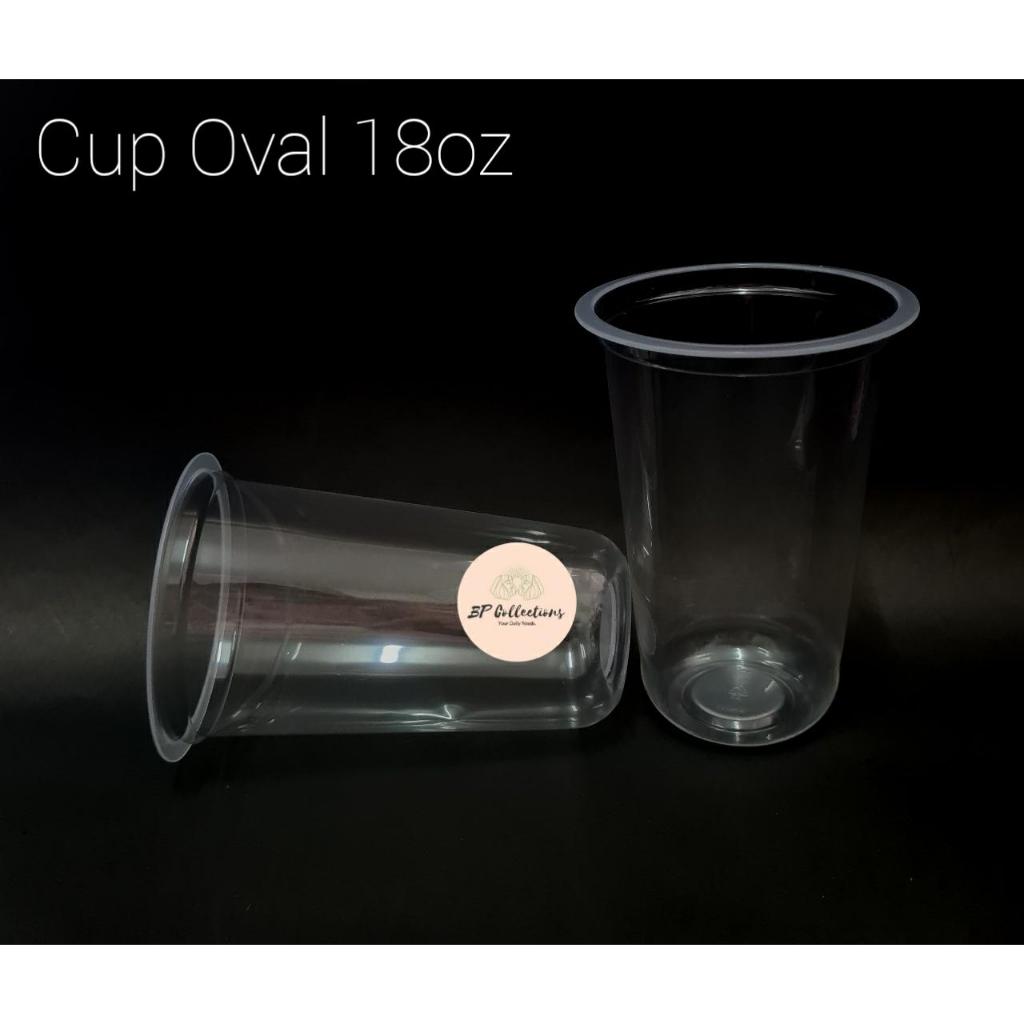1 DUS 1000 pcs GELAS OVAL18oz CUP OVAL 18 OZ OVALE POP ICE GLAS JUS ECOPLAST TEBAL THAI TEA ES GROSI
