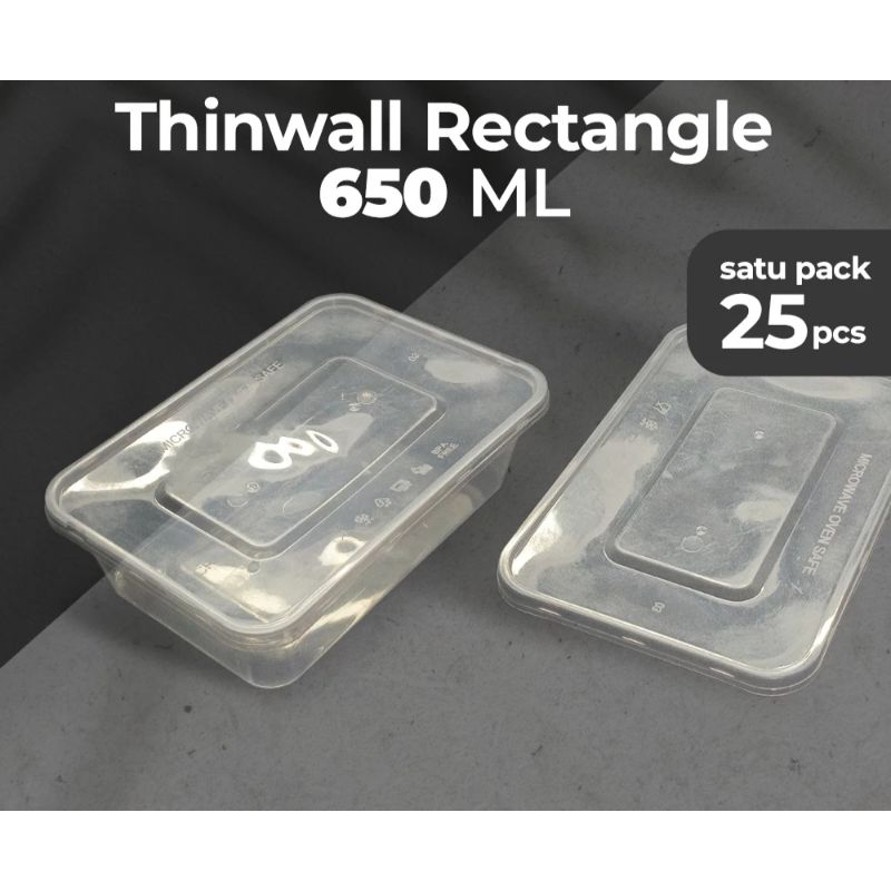 Kotak Makan Plastik 650 ML tempat Box Nasi - Thinwall Food Container - Thinwall Klir