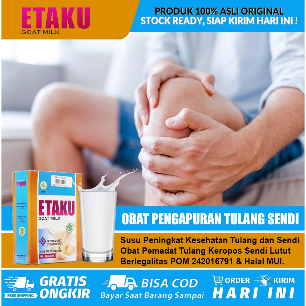 

Obat Osteoarthritis Pengapuran Tulang, Nyeri Sendi Lutut, Tulang Keropos Osteoporosis, Nyeri Sendi Otot Dengan Etaku Goat Milk Asli Original