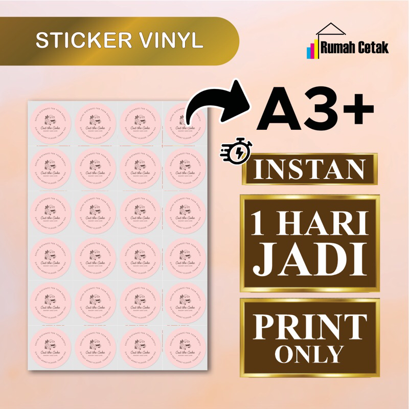 

Print Cetak Label Stiker Vinyl A3+ (PRINT ONLY) Label Makanan / Label Kemasan / Print Stiker