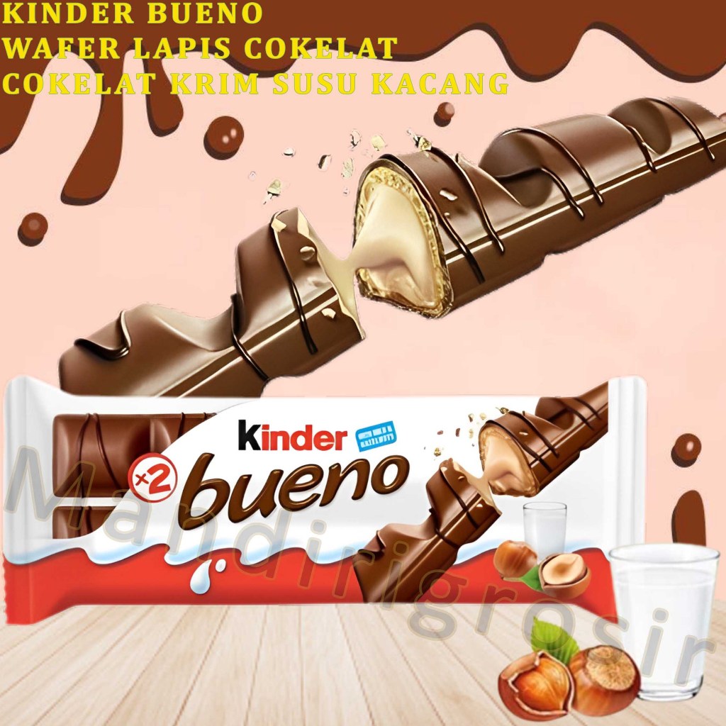 

Wafer Lapis Chocolate * Kinder Bueno * Cokelat Krim Susu & Kacang Hazel * 43gr