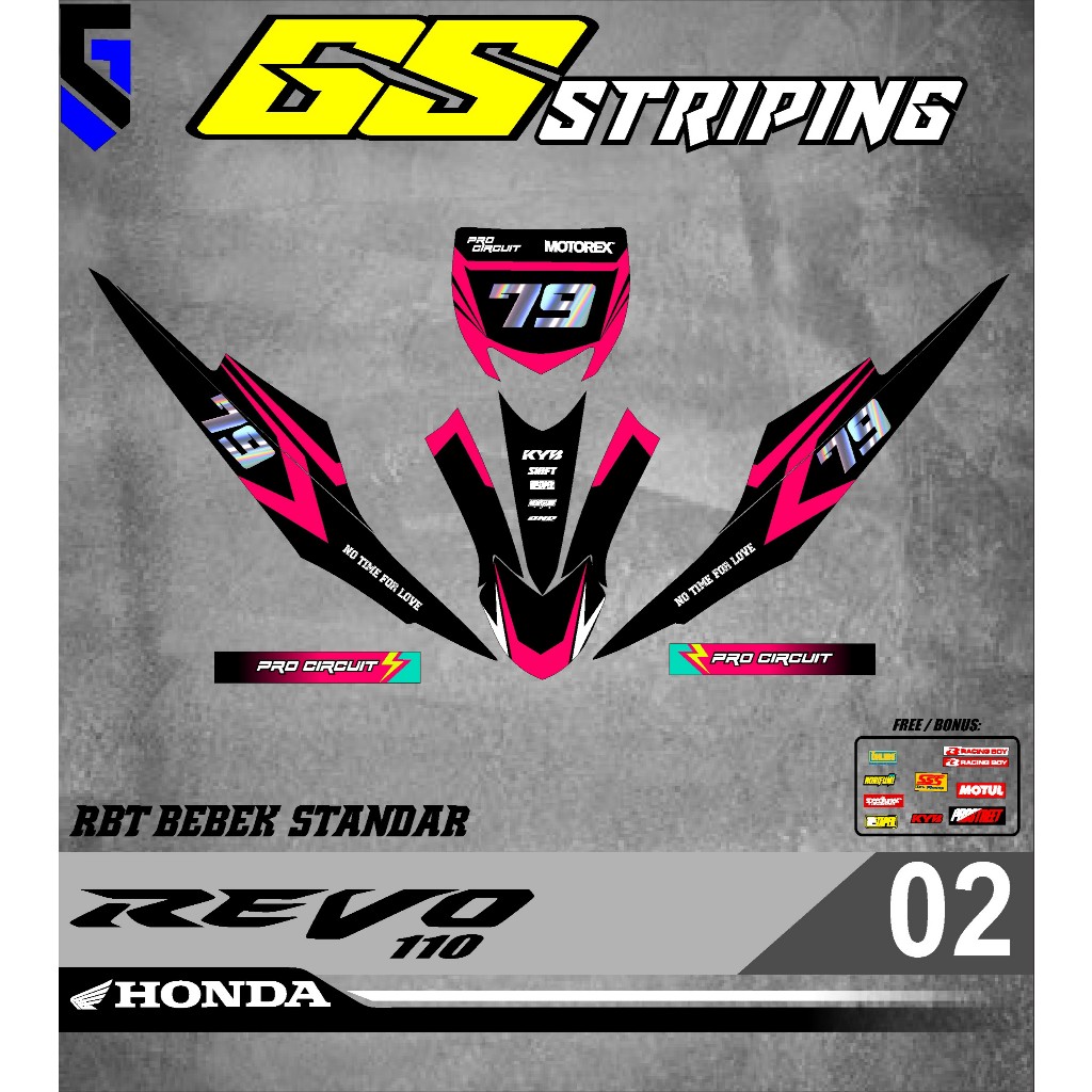 STICKER STRIPING MOTOR RBT REVO 110 RBT VEGA BEBEK MODIF SUPERMOTO RBT new terbaru RBT GS V.02