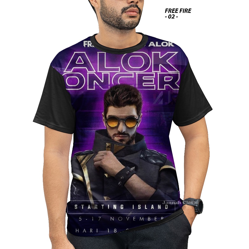 Kaos Free Fire Battlegrounds Alok Concert Kode FF-02 Printing