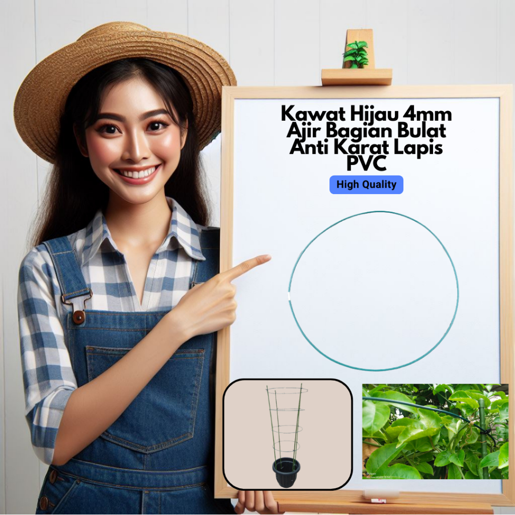 Lingkaran Ajir Tanaman dari Kawat Hijau 4mm tanpa Konektor SKUN