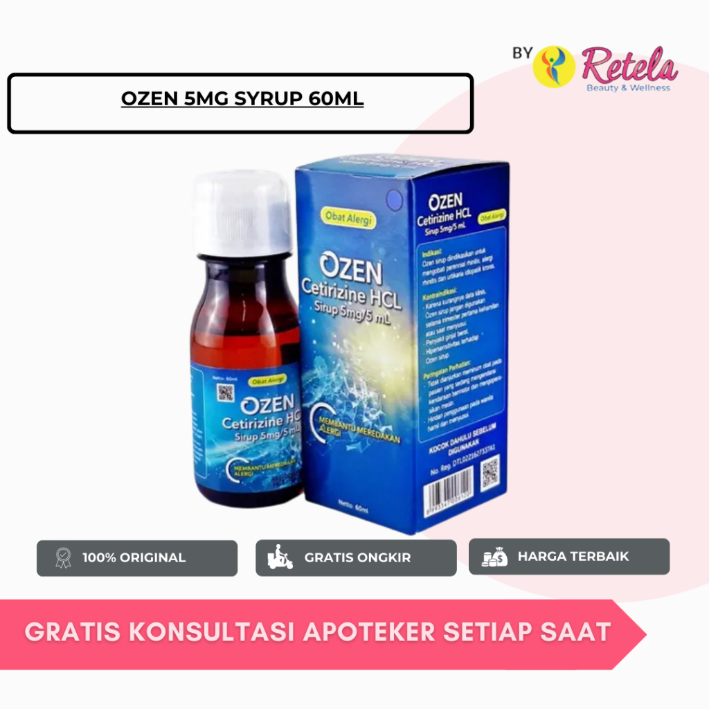 OZEN 5MG SYRUP 60ML/ ALERGI /FLU/ CETIRIZINE