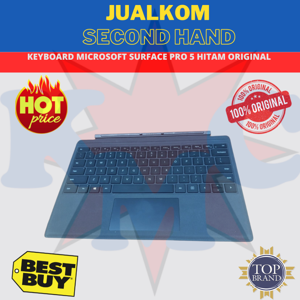 ORIGINAL KEYBOARD MICROSOFT SURFACE PRO 5 ASLI HITAM