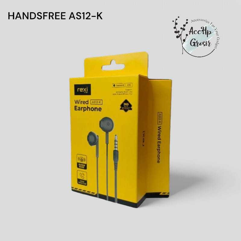 Earphone Handsfree Headset Rexi AS12-K Super Bass Headset Rexi Original